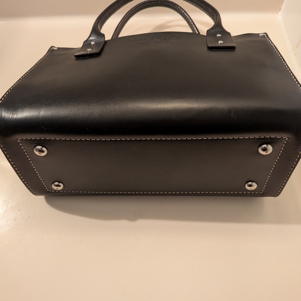Preppy Chic Kate Spade CLASSIC Small Black Leather Tote Bag - Picture 3 of 10